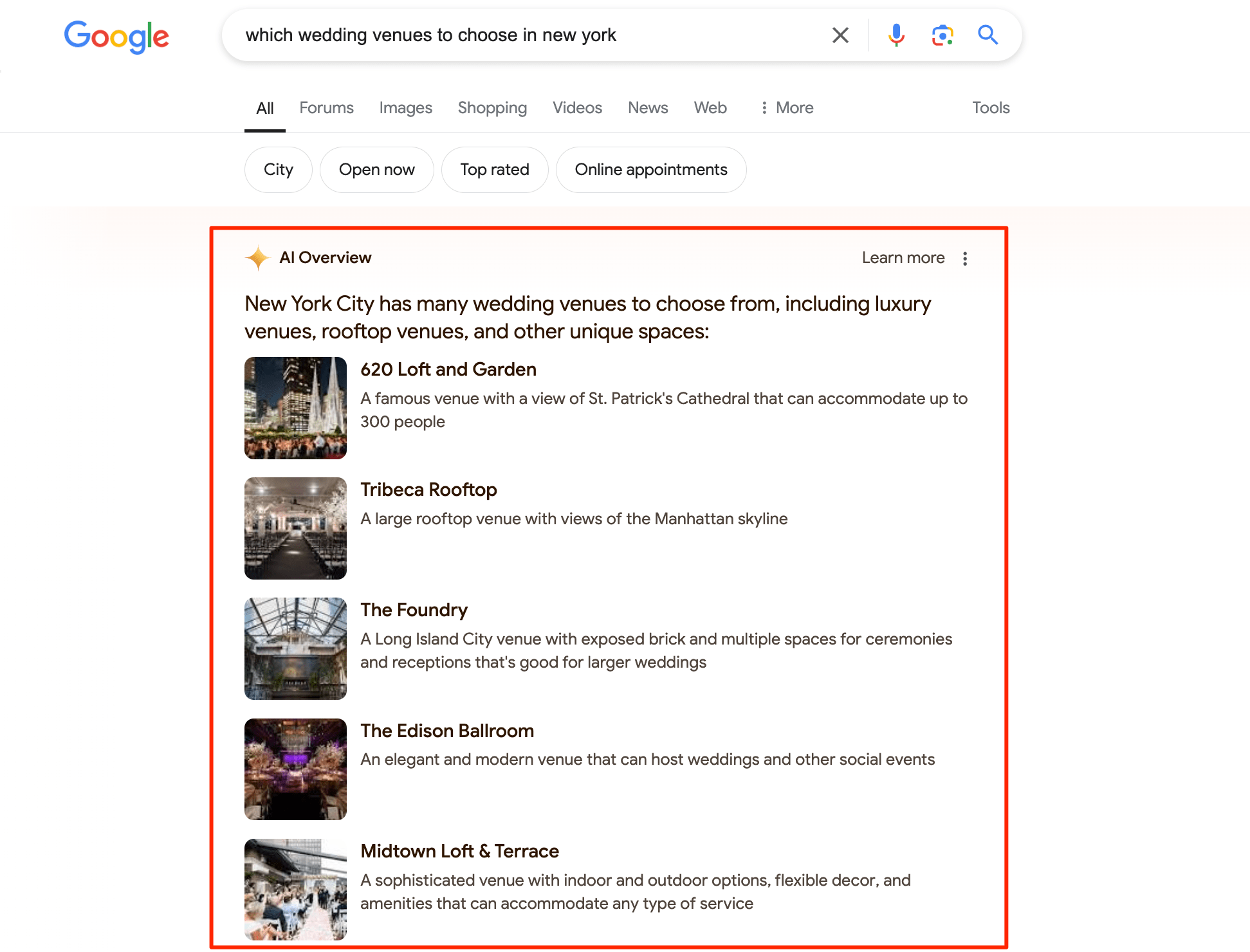 AI Übersicht mit Bildern Beispiel