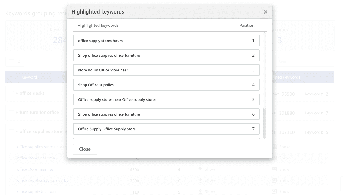 highlighted keywords